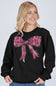 Simply Southern Pink Camo Bow Crewneck for Women in Black