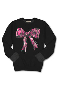Simply Southern Pink Camo Bow Crewneck for Women in Black