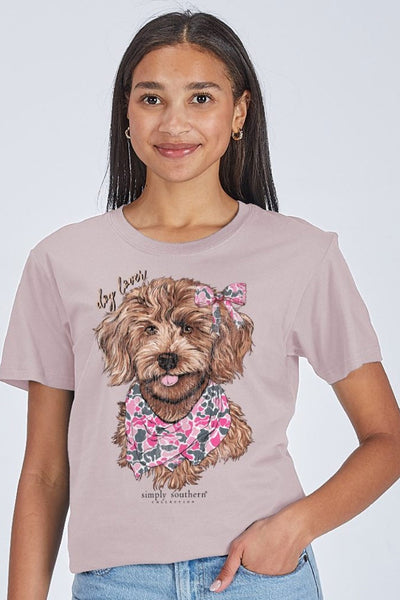 Simply Southern Dog Camo Bow T-Shirt for Women in Gray