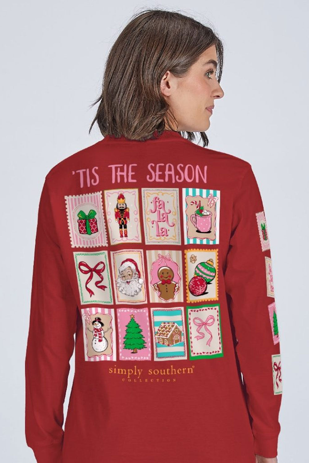Simply Southern Tis The Season Long Sleeve T-Shirt for Women in Red