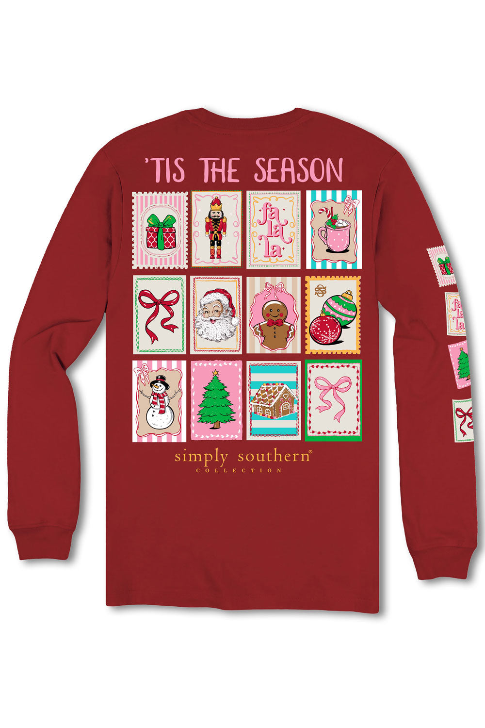 Simply Southern Tis The Season Long Sleeve T-Shirt for Women in Red