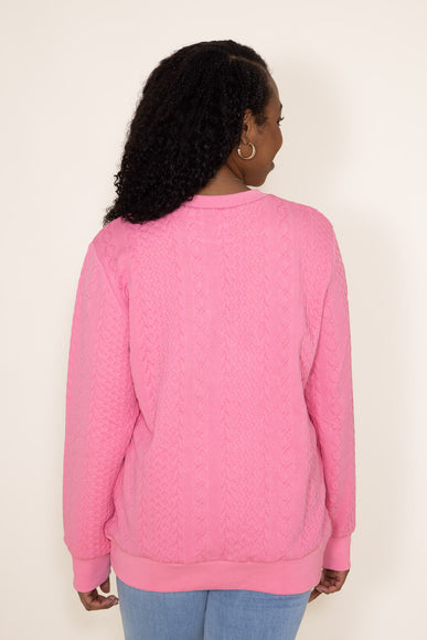 Simply Southern FA LA LA Braided Sweatshirt for Women in Pink