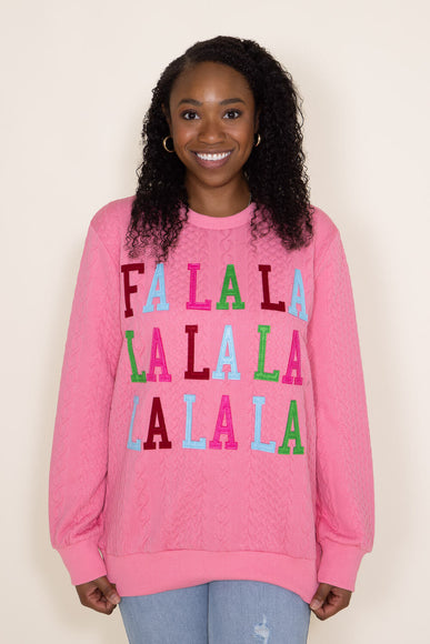 Simply Southern FA LA LA Braided Sweatshirt for Women in Pink