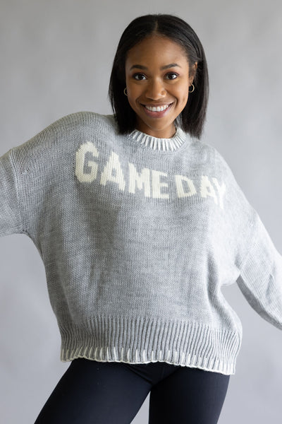 Simply Southern Game Day Sweater for Women in Grey