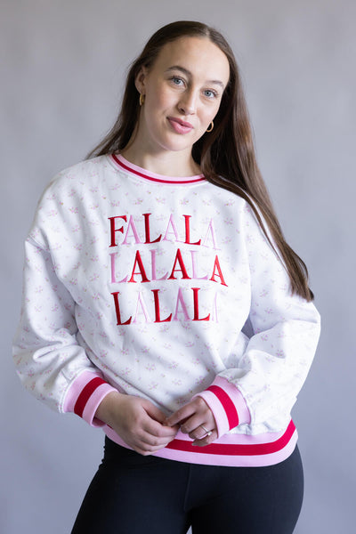 Simply Southern Fa La La Holiday Varsity Crew Sweatshirt for Women
