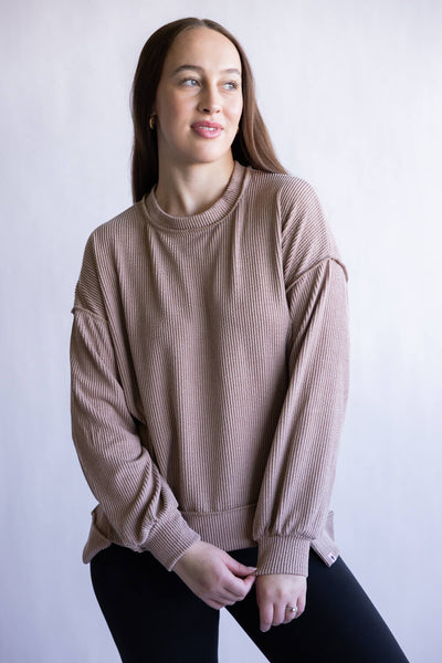 Simply Southern Amber Knit Top for Women in Umber