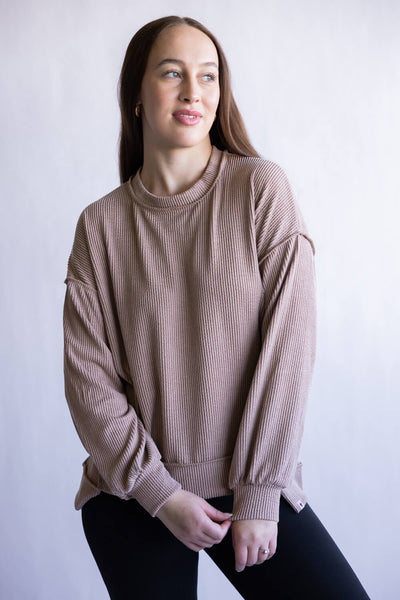 Simply Southern Amber Knit Top for Women in Umber | PP-0225-TOP