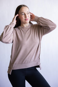 Simply Southern Amber Knit Top for Women in Umber