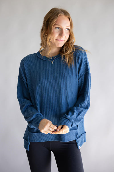 Simply Southern Knit Top for Women in Dark Blue