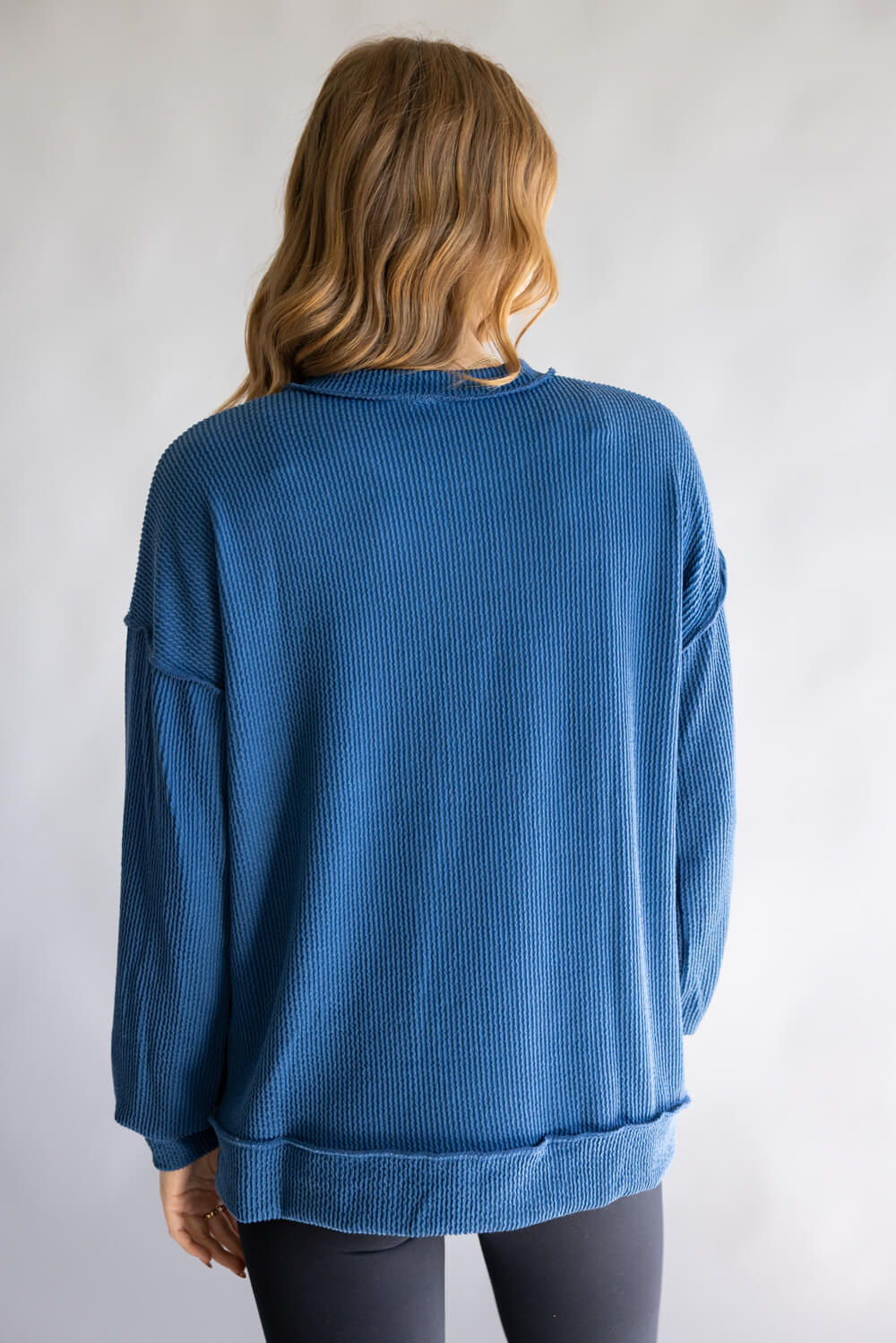 Simply Southern Amber Knit Top for Women in Dark Blue | PP-0225