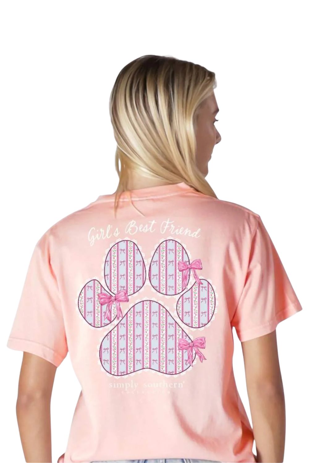 Simply Southern Girls Best Friend T-Shirt for Women in Light Peach | MINWASH-FRIEND-LTPCH