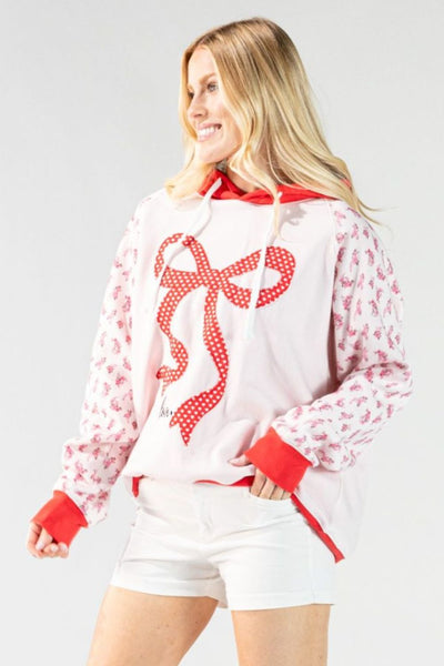 Simply Southern Love Ribbon Hoodie for Women in Red | PP-0126-HD