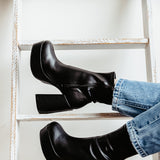 Soda Shoes Assign Platform Booties for Women in Black | ASSIGN-S BLACK