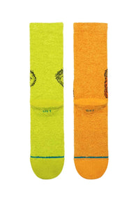 Stance Grinch Fuzzy Crew Socks for Men in Green/Yellow 