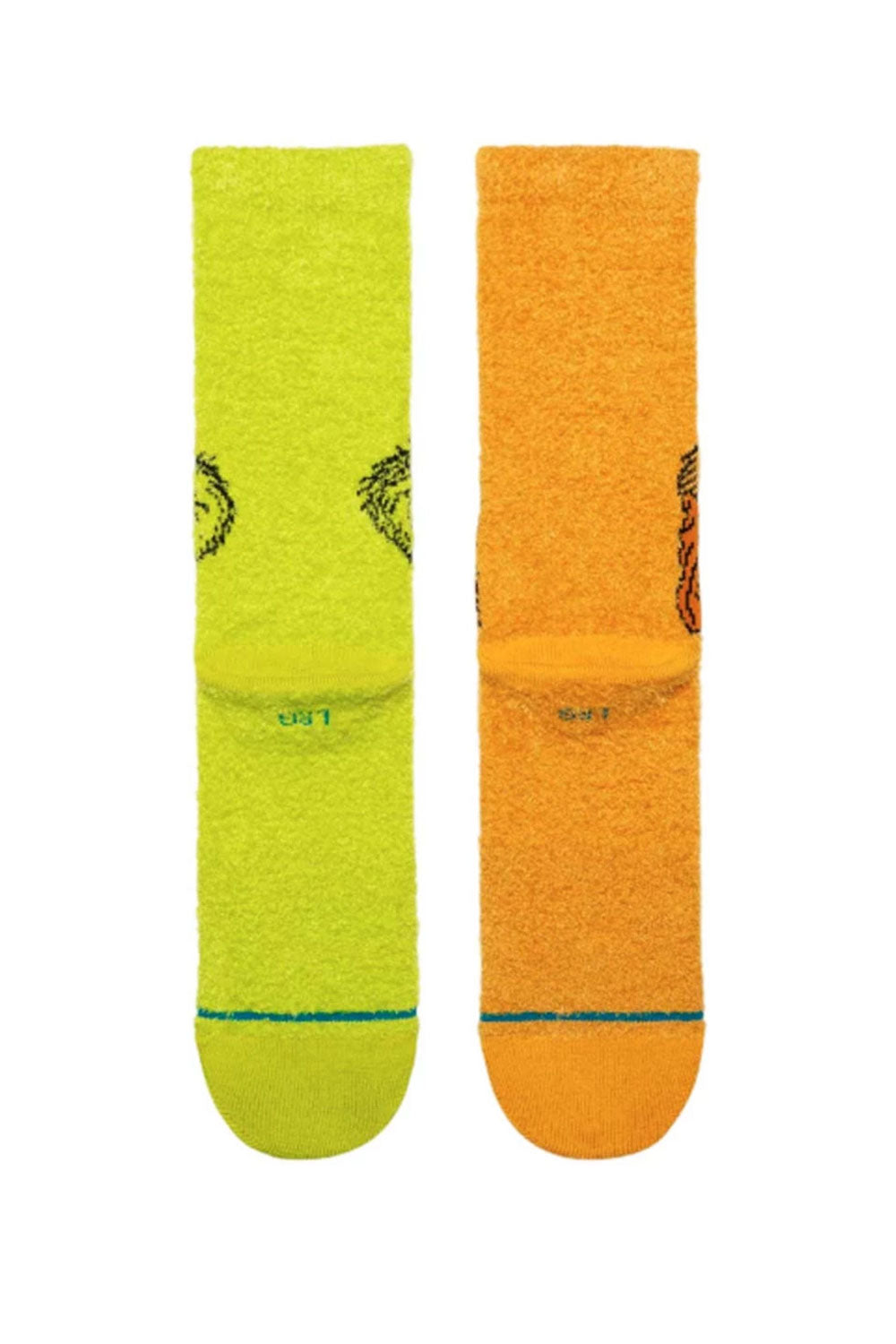 Stance Grinch Fuzzy Crew Socks for Men in Green/Yellow 