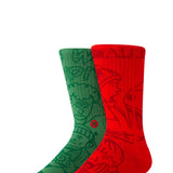 Stance Home Alone Crew Socks for Men in Red/Green