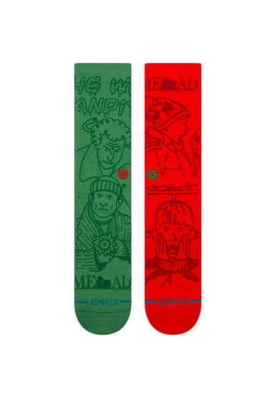 Stance Home Alone Crew Socks for Men in Red/Green