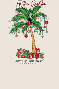 Simply Southern Christmas Palm Tree T-Shirt for Women in Wisp White