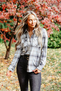 Thread & Supply Lewis Soft Luxe Button Up Shirt for Women in Off White Black Brown