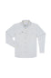 A long-sleeve button-down shirt, featuring a white base with a fine green and orange windowpane check pattern. The shirt includes a pointed collar, a button-down front, and two chest pockets with button closures.