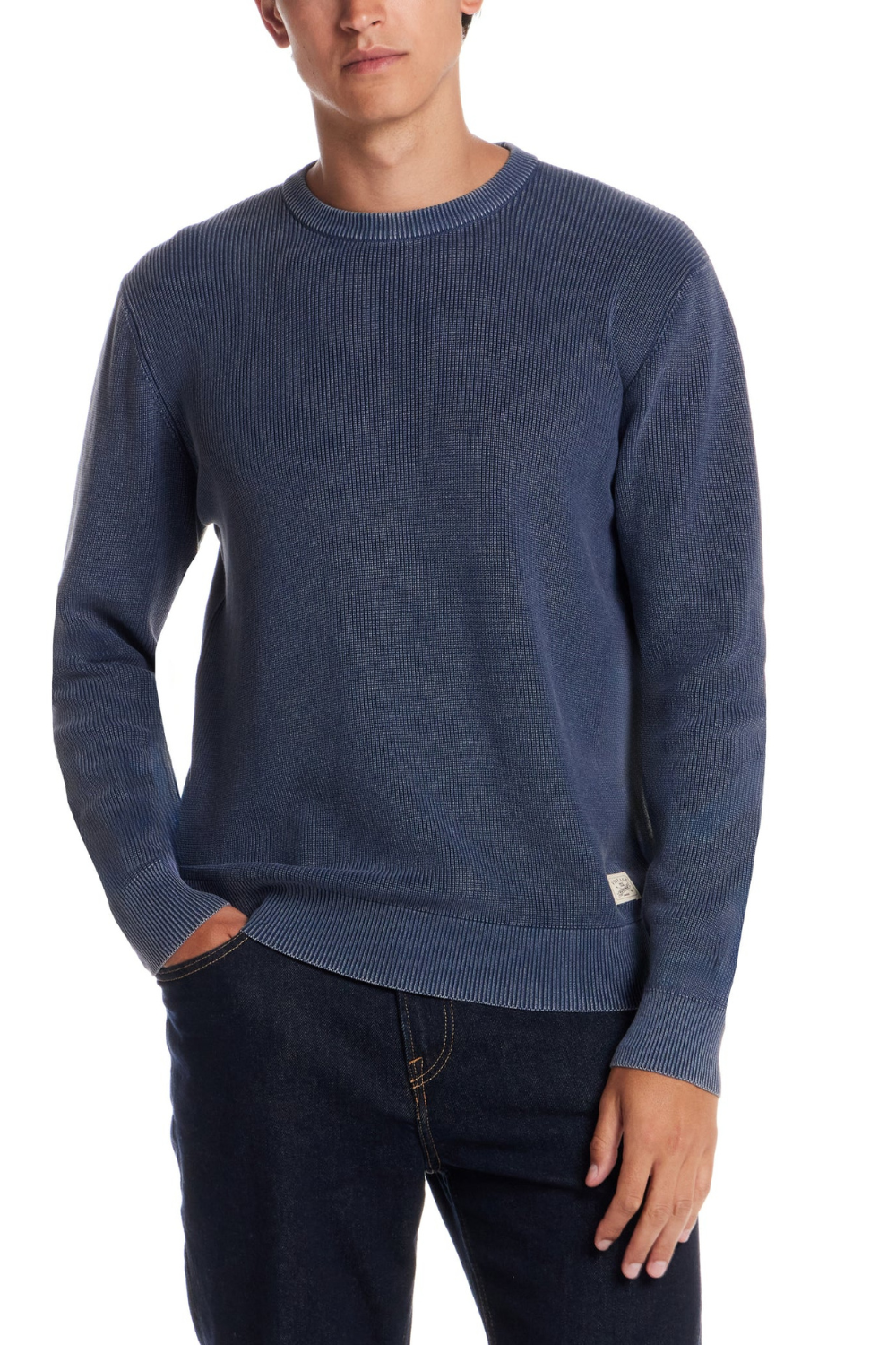 Weatherproof Vintage Vertical Rib Stonewash Sweater for Men in Pageant Blue