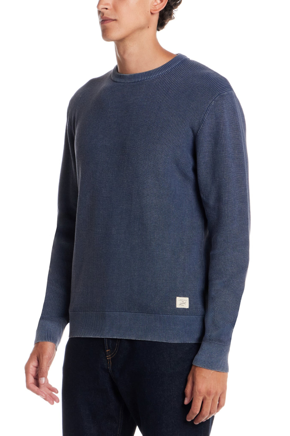 Weatherproof Vintage Vertical Rib Stonewash Sweater for Men in Pageant Blue