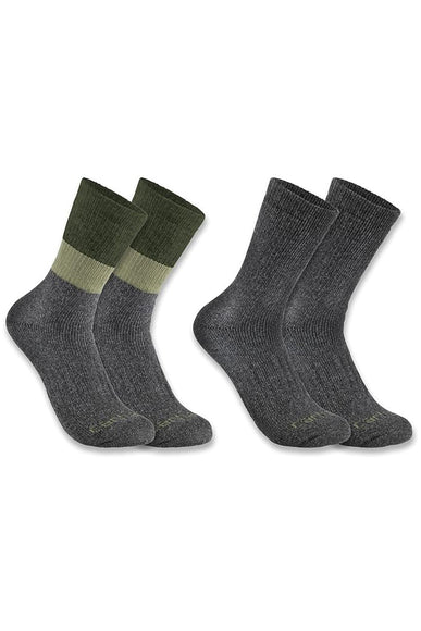 Carhartt Color Block Synthetic-Wool Crew Socks 2 Pack for Men in Grey