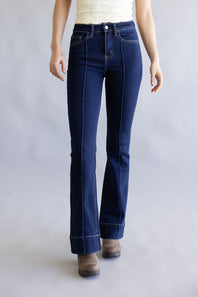 Vervet High Rise Dark Wash Center Hem Bootcut Jeans for Women