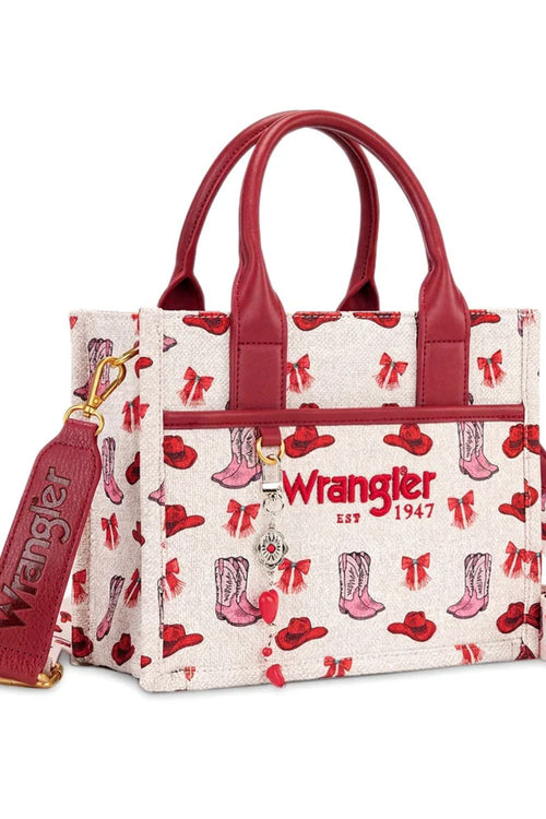 Wrangler Western Print Cowgirl Tote Crossbody Bag for Women in Pink