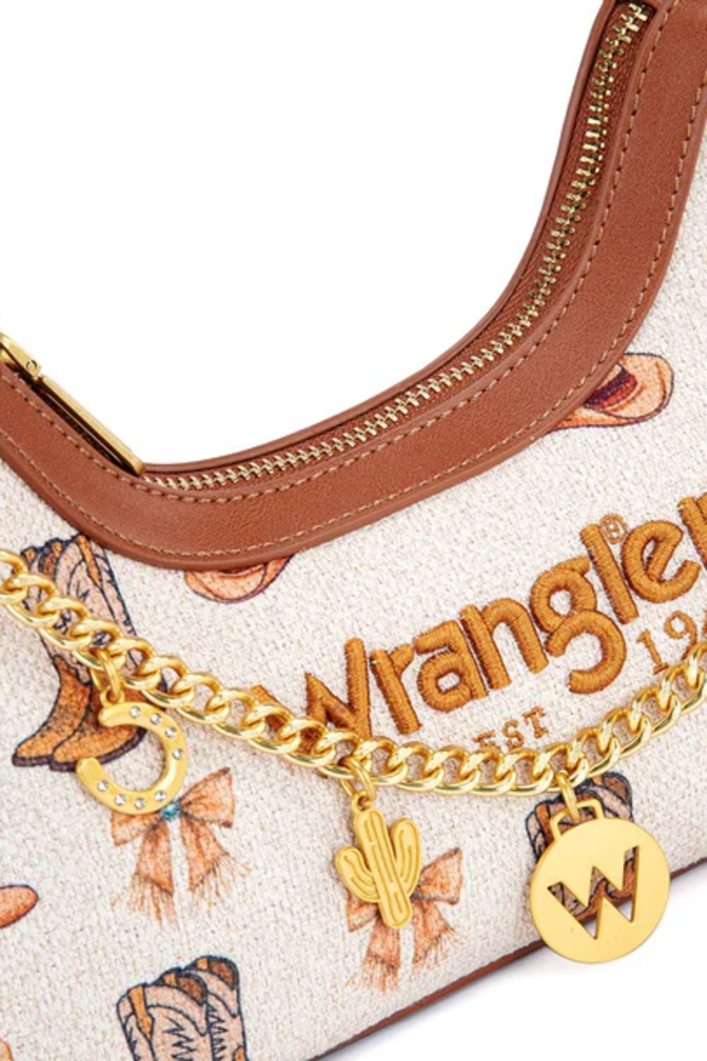 Wrangler Western Cowgirl Print Braided Shoulder Bag for Women in Tan | WG524-8182-TN