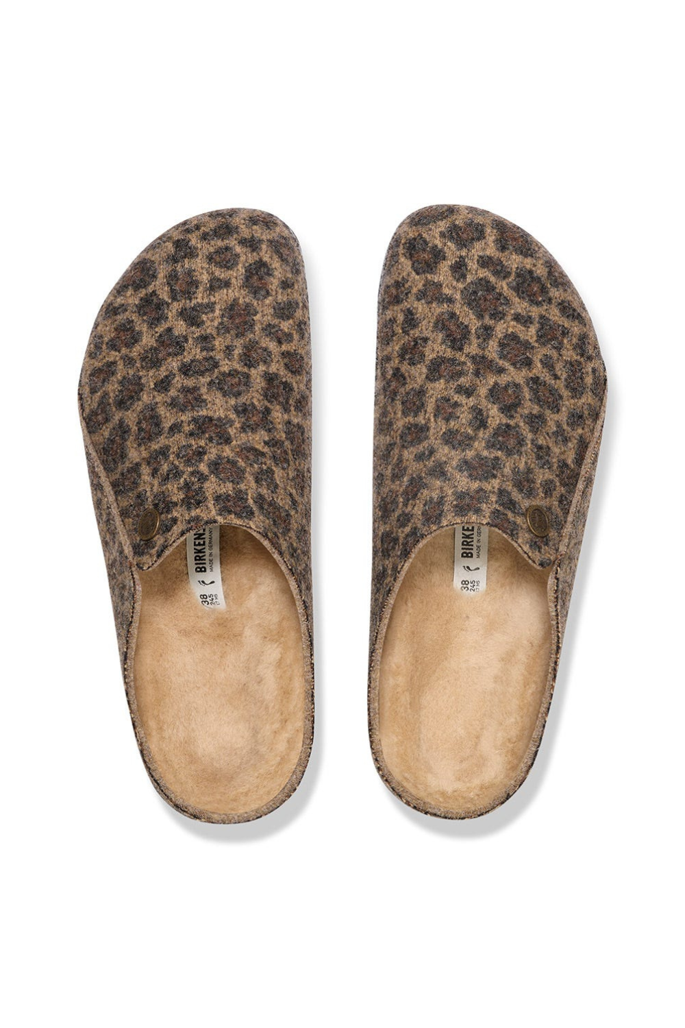 Birkenstock Zermatt Wool Felt Shearling Slippers for Men in Leo Toffee Melange