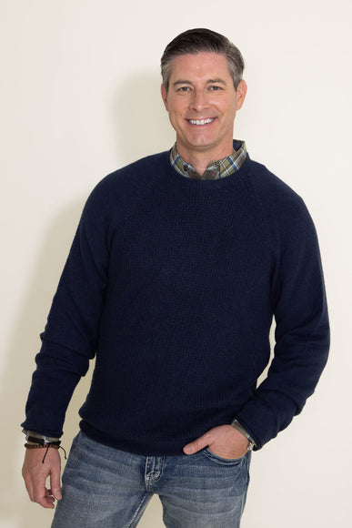 Weatherproof Vintage Waffle Crewneck Raglan Sweater for Men in Blue