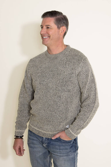 Weatherproof Vintage Half Cardigan Stitch Sweater for Men in White/Black 