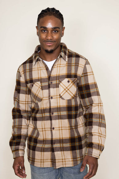 Weatherproof Vintage Sherpa Lined Fleece Shirt Jacket for Men in Brown