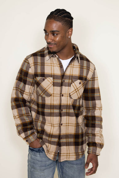Weatherproof Vintage Sherpa Lined Fleece Shirt Jacket for Men in Brown