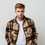 Weatherproof Vintage Sherpa Lined Fleece Shirt Jacket for Men in Brown