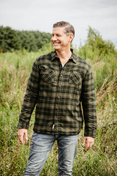 Weatherproof Vintage Sherpa Lined Shirt Jacket for Men in Green