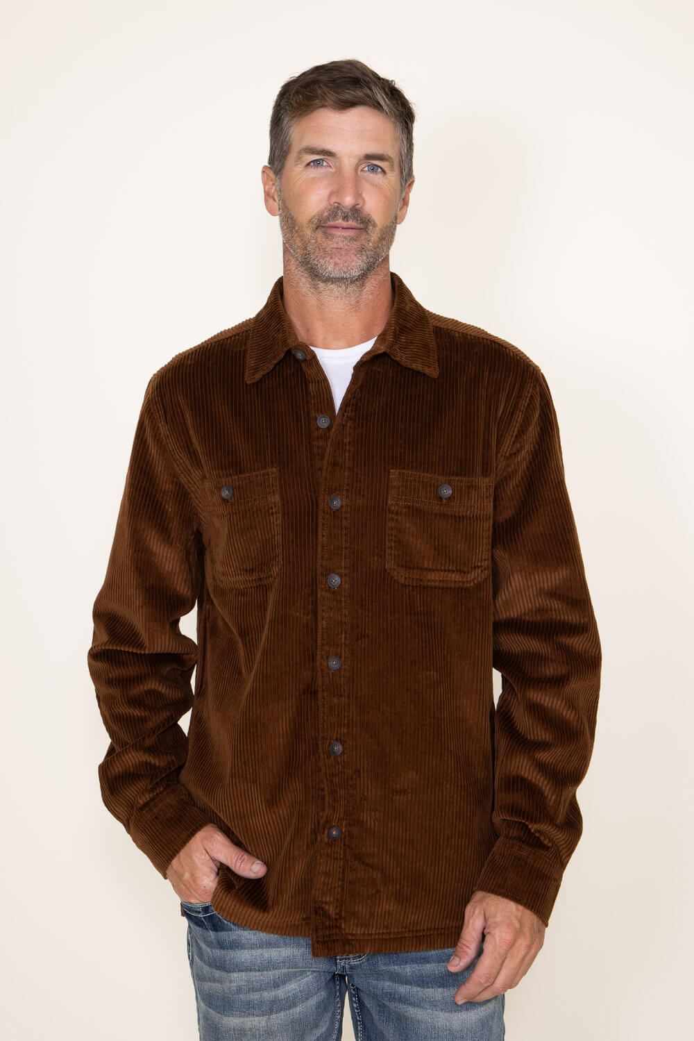 Weatherproof Vintage Corduroy Shirt Jacket for Men in Brown