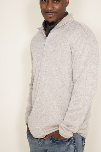 Weatherproof Vintage Sherpa Quarter Zip Sweater for Men in Stone Grey