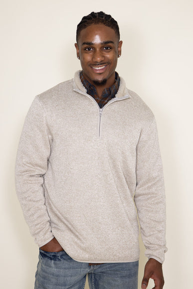 Weatherproof Vintage Sherpa Quarter Zip Sweater for Men in Stone Grey