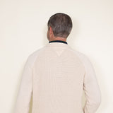 Weatherproof Vintage Textured Button Up Mock Neck Sweater for Men in Off White