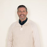 Weatherproof Vintage Textured Button Up Mock Neck Sweater for Men in Off White