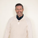 Weatherproof Vintage Textured Button Up Mock Neck Sweater for Men in Off White