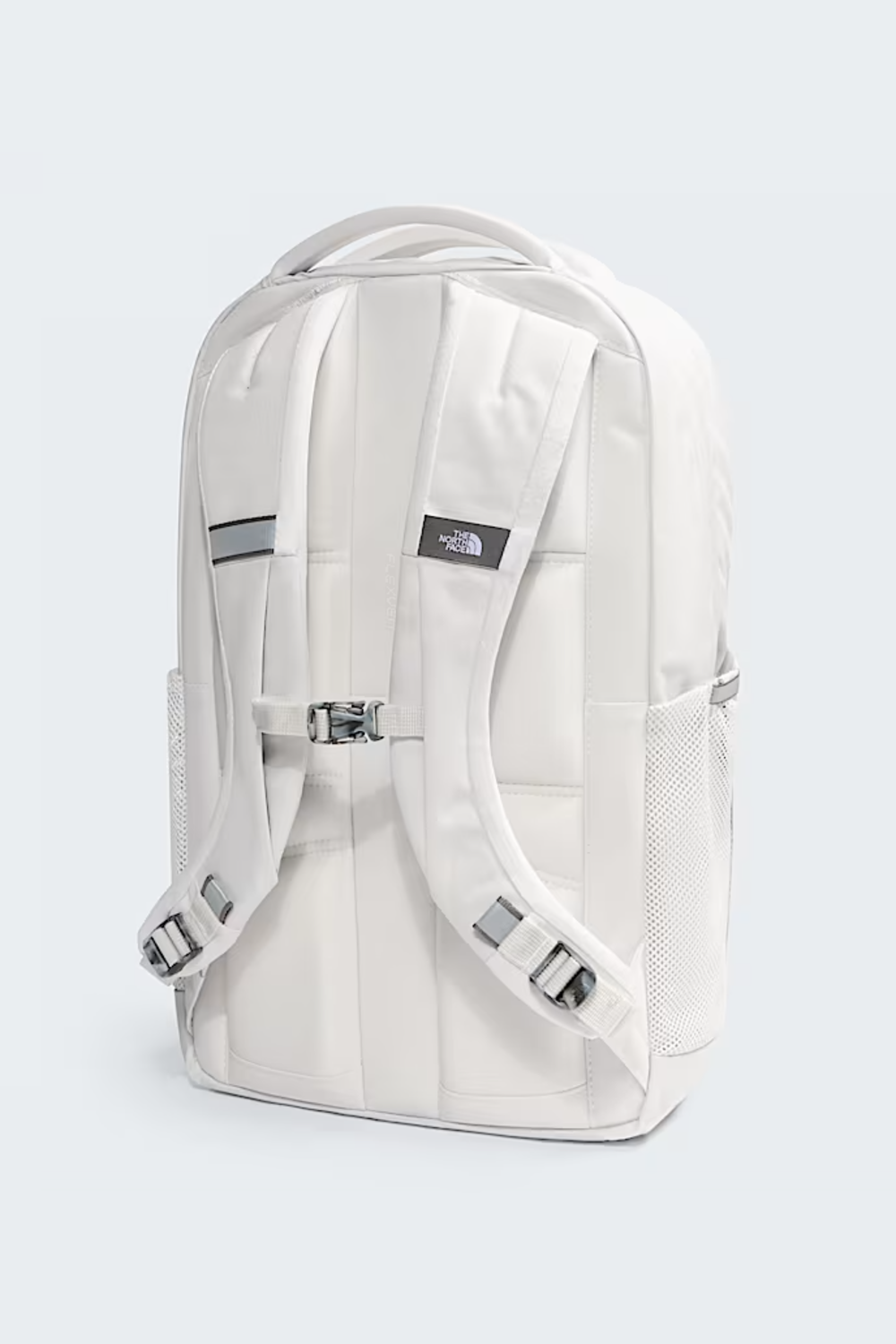 White TNF backpack with rose gold metallic details 
