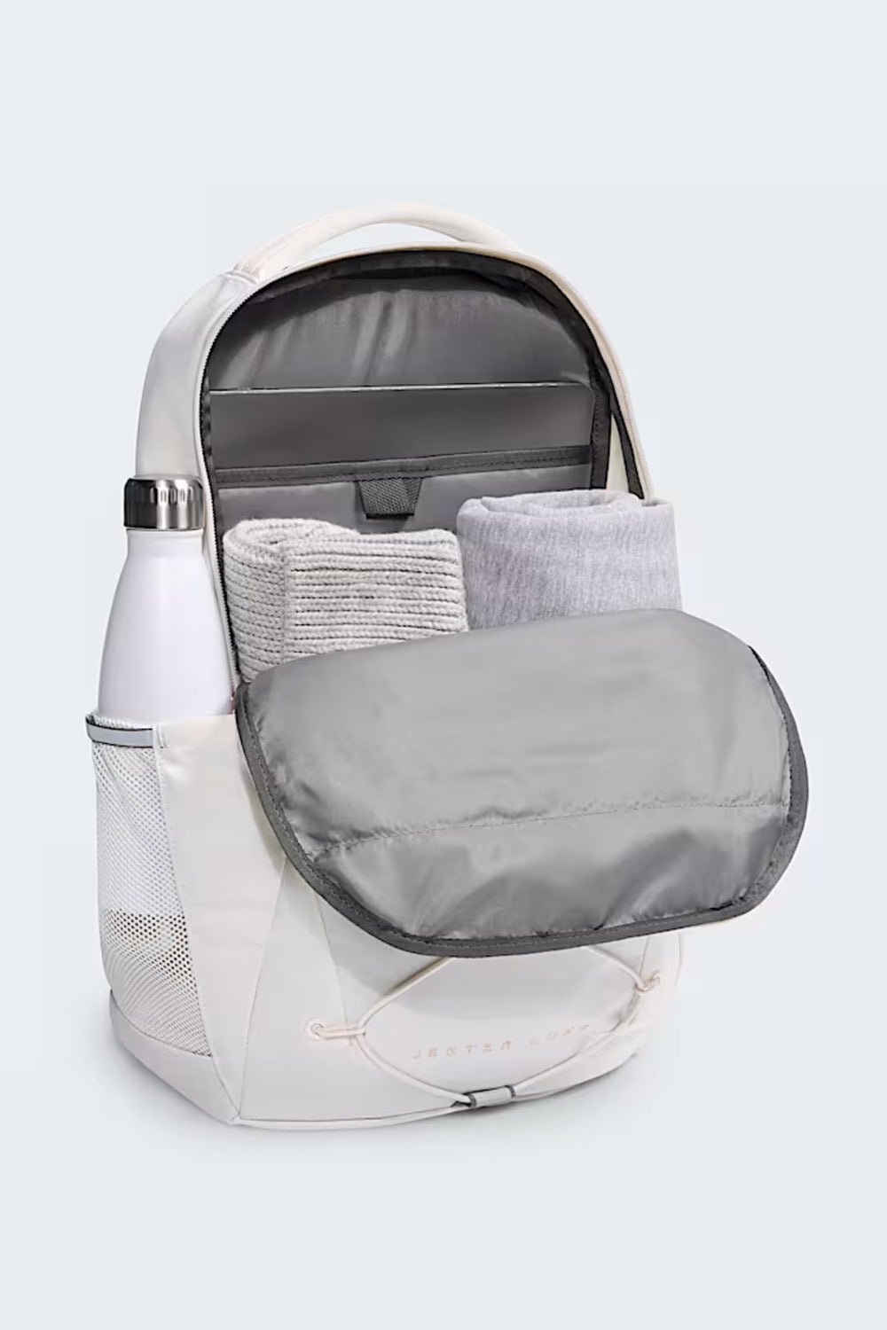 The North Face Women's Jester Luxe Backpack, White Dune/Burnt Coral Metallic