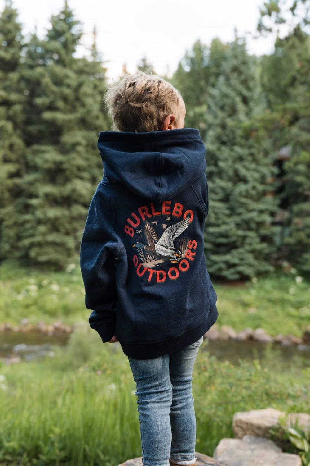 Burlebo Youth Old School Duck Hunt Hoodie for Boys in Navy | Y-FH-OSDK-NVY-NAVY