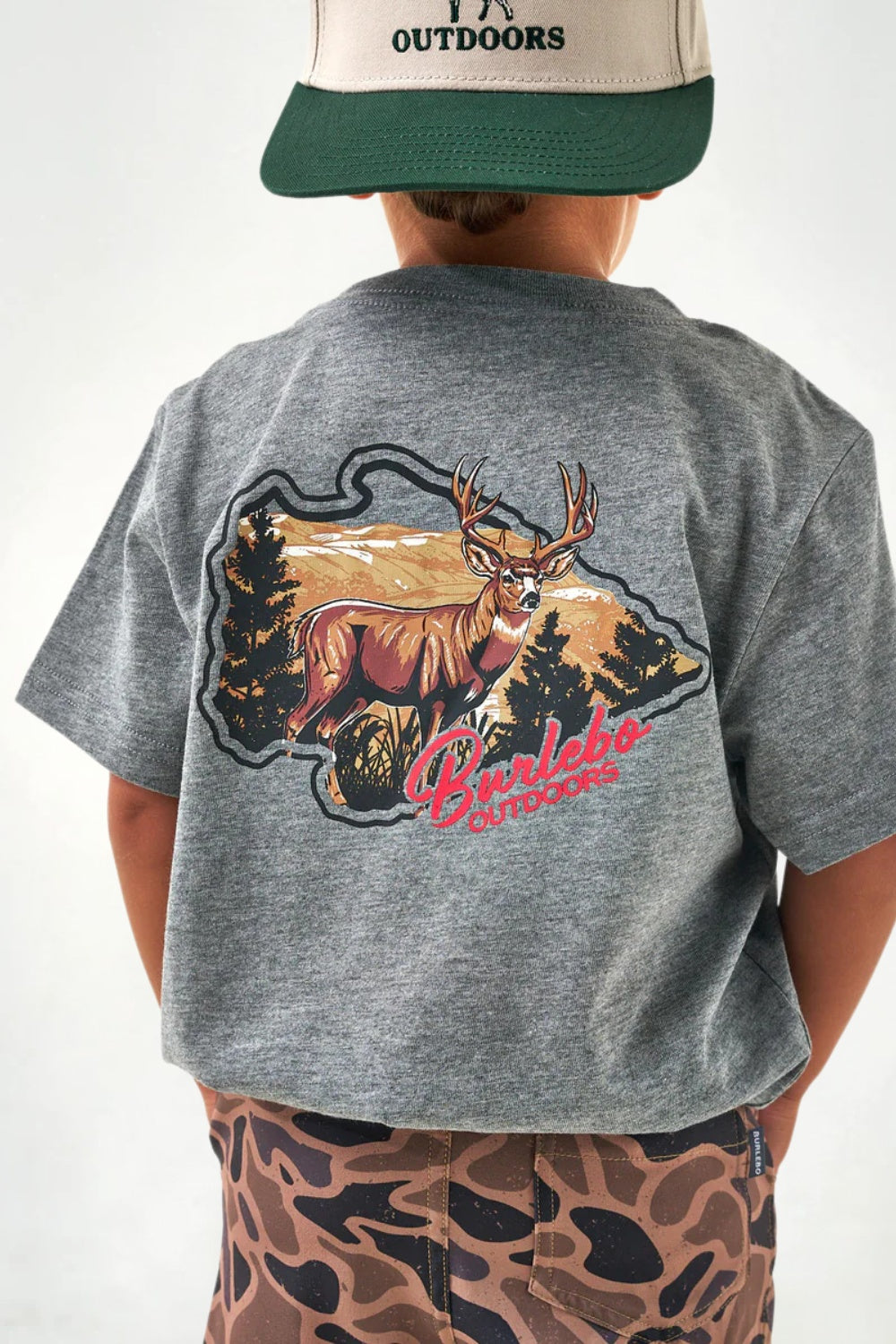 Burlebo Youth Buck Tee T-Shirt for Boys in Gray | Y-SST-HCBK-DHG-DKGREY