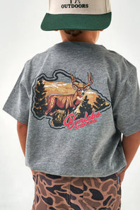 Burlebo Youth Buck Tee T-Shirt for Boys in Gray | Y-SST-HCBK-DHG-DKGREY
