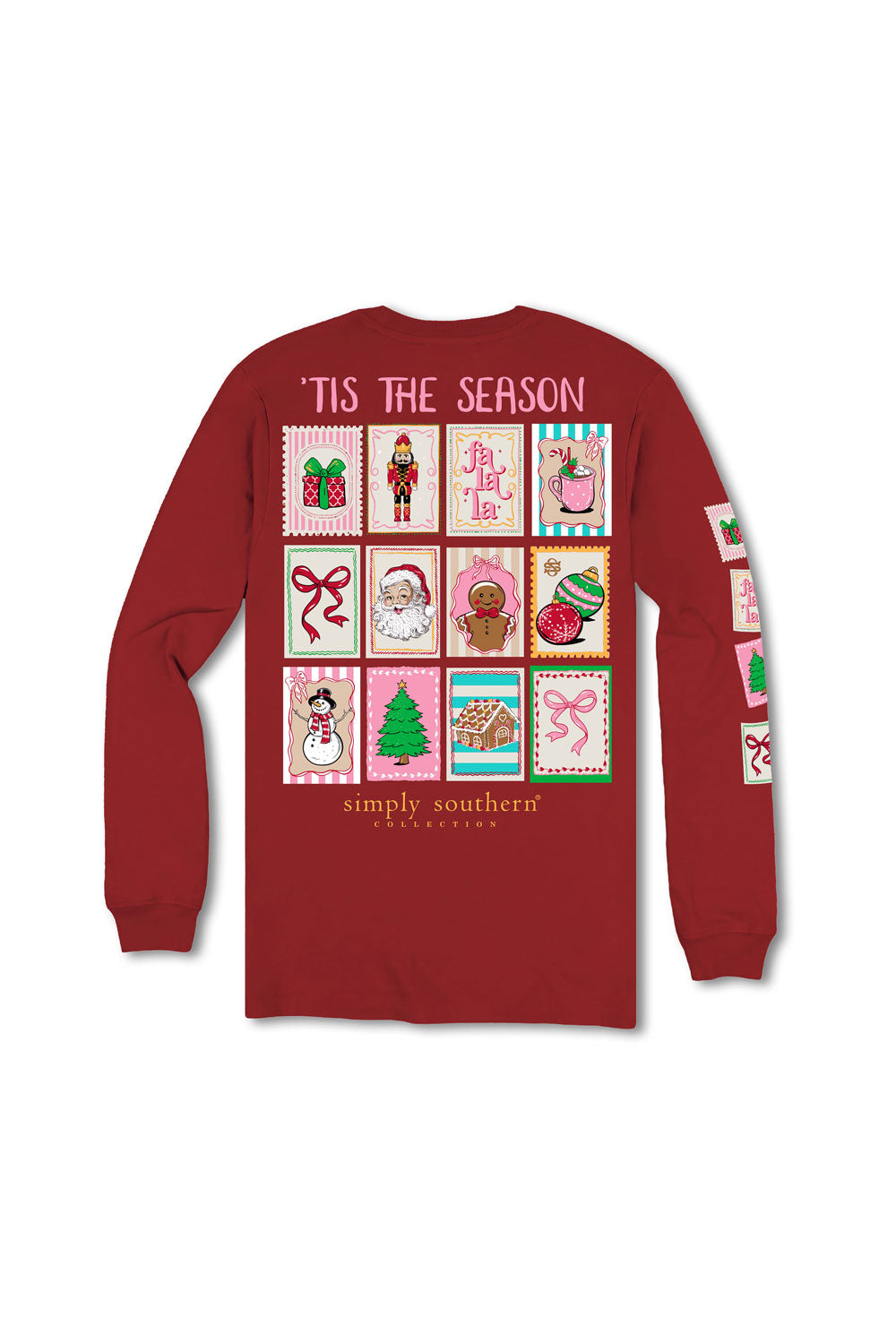  Simply Southern Youth Tis The Season Long Sleeve T-Shirt for Girls in Red