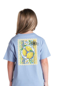 Simply Southern Youth Lemons T-Shirt for Girls in Washed Blue